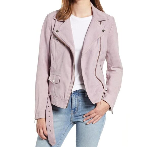 Scotch & Soda Lilac Colored Goat Suede Biker Jacket Size XS NWT $475 - Picture 2 of 11